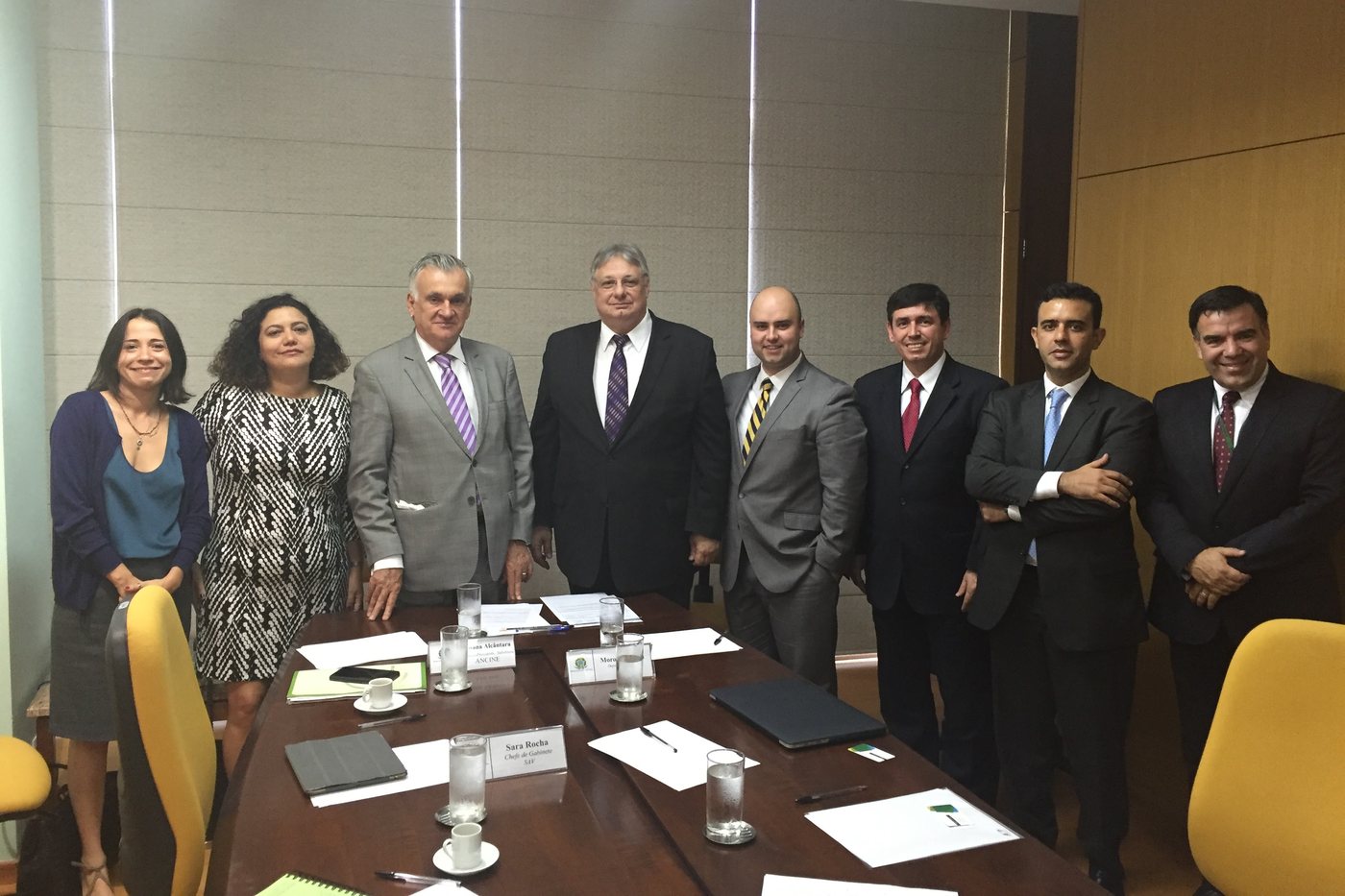 Daniel Souza standing with Brazil's Minister of Culture Juca Ferreira, Federal Deputy Moroni Torgan and ministry officials around a conference table in Brasília